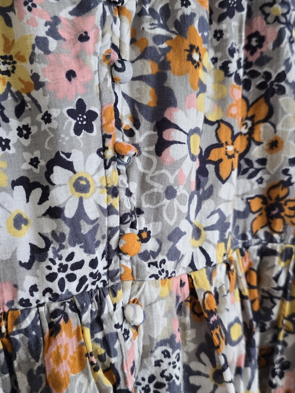American Eagle Outfitters Floral Puff-Sleeve Mini Dress in Yellow, Pink & Gray - Picture 6 of 10